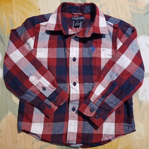 U.S. Polo Assn. Red and Blue Plaid Shirt - Picture 1 of 6
